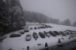 Von dem Wetter wurden wir am Michaelerberghaus empfangen